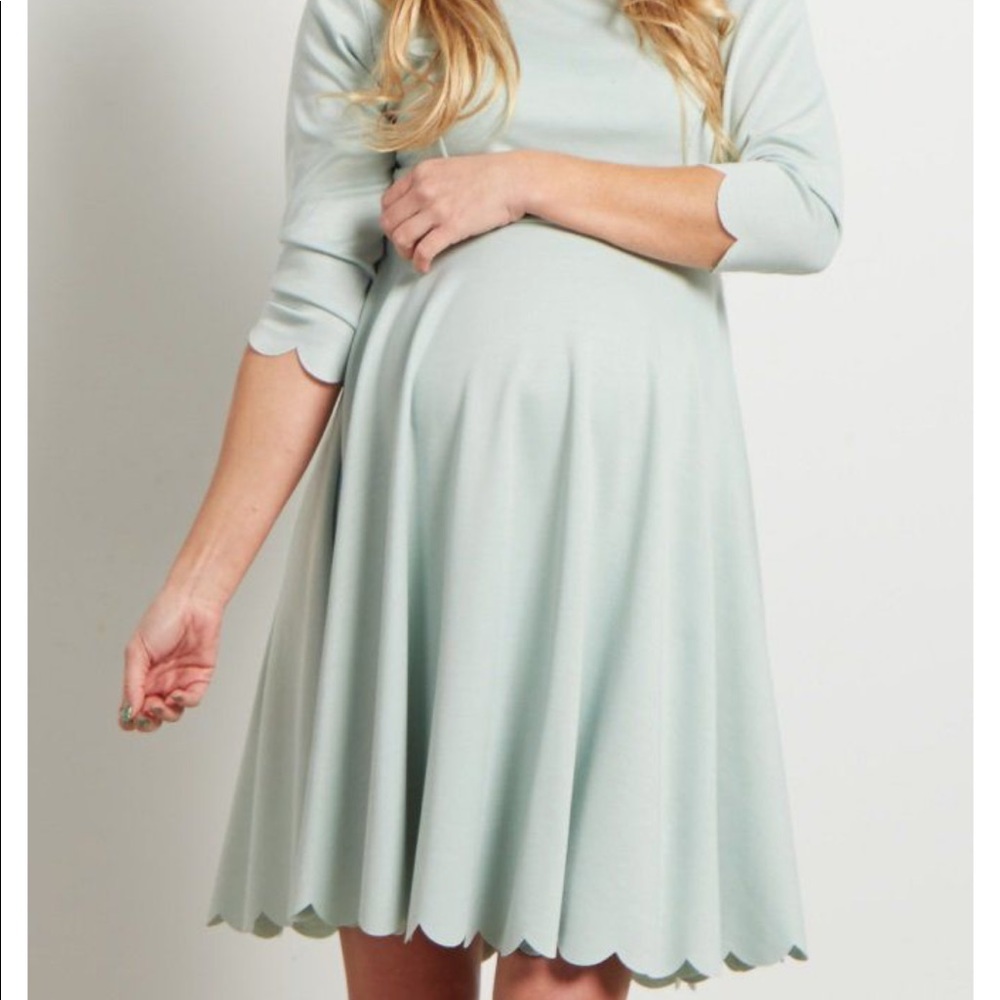 Pink Blush Dusty Mint Scalloped Dress